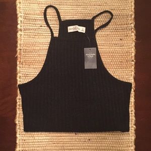 Abercrombie and Fitch: Black Sweater Crop Top